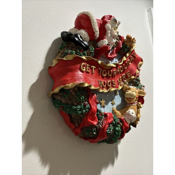 1995 WINKLE CLAUS Motion Activated Resin Hanging Wreath Christmas Holiday Songs - Picture 4 of 10